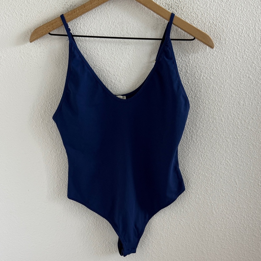 Free People Intimately Offline Bodysuit Scoop Back Nylon Spandex Deep Blue S